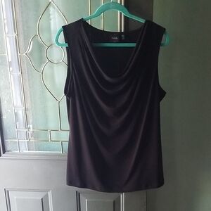 Rafaella Black Draped Sleeveless Tank Top